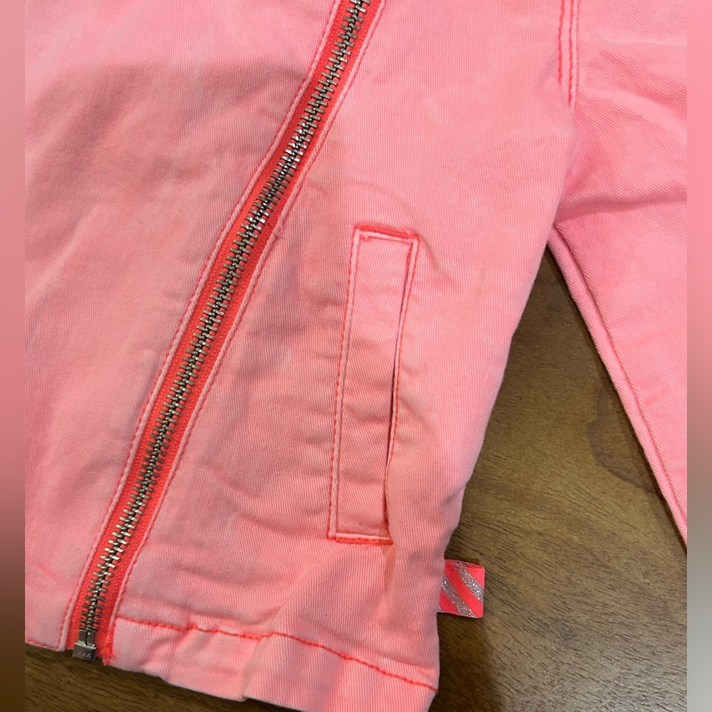 Billieblush Pink Girls' Asymmetrical Zip Jean Jacket - Picture 3 of 10